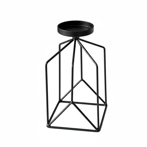 predolo Iron Art Candle Holder Minimalist Nordic Design Candlestick Modern Design Geometric Metal Candlestick for Mantelpiece, Black, S - color: Black, size: Small