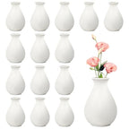 15 Pack White Ceramic Bud Vases Bulk, 3.9 Inch Premium Boho Small Flower Vases White Ceramic Vases for Centerpieces for Pampas Garss Dry Flowers Home Wedding Table Decor