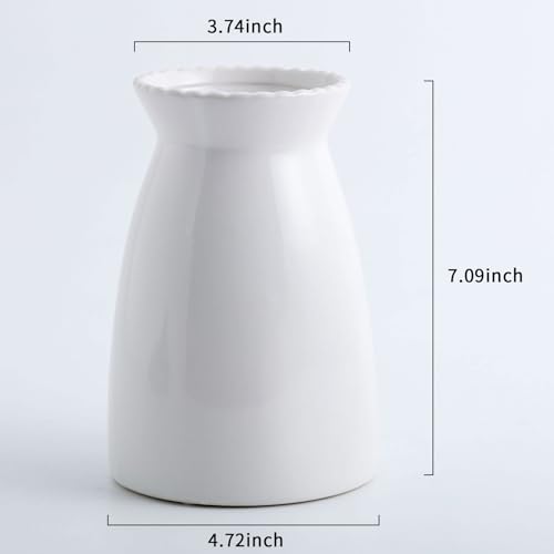 hjn White Flower Vase- Ceramic Vase for Decor, White vase for Flowers, Modern Vases for Living Room/Home Decor Accents/Entryway/Mantel/Bookshel - color: White-7inch