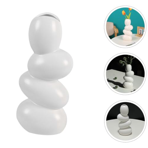 Homoyoyo Abstract Ceramic Flower Vase -Shaped Artistic Desktop Floral Arrangement Vase Home Décor Accent for Living Room and Office