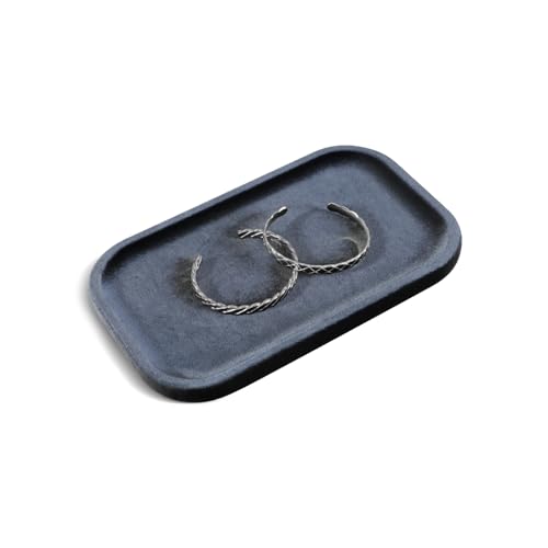 Resilient Velvet Jewelry Display Tray for Ring Earrings Bracelet Necklace, Flat Jewellery Dish for Showcase Store Retail Counter Exhibition Photography Livestream (Slate Gray, Medium) - color: Slate Gray, size: Medium