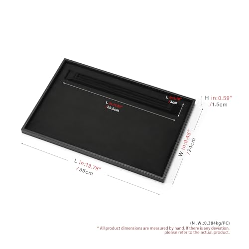Oirlv Premium Leather Jewelry Showcase Tray, Velvet Display Organizer Professional Retail & Home Presentation Tray, Black Large - color: Black, size: 13.78″ L×9.45″ W