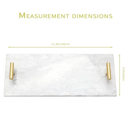 Napkin Holder - Guest Towel Holder for Bathroom - Marble Paper Towel Holder - Hand Towel Tray with Gold T-Handle(11.8x4.7x1.7 Inchs) - color: White