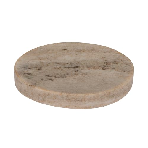 Creative Co-Op Marble Round Soapdish, Beige - color: Beige