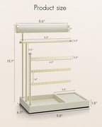 VLANDO Jewelry Stand Organizer with Ring Holder, Mothers Day Mom Gifts, Jewelry Holder Organizer with Tray, Necklace Holder Bracket Holder Earring Holder - Cloud White - color: Cloud White
