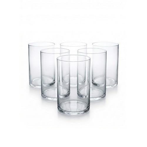 Glass Cylinder Flower Vase Centerpieces for Tables 3"x 6" Tall (5.3" Usable Depth) Set of 6 -Glass Vase Candle Holders Wedding Decor Vases for Centerpieces, Home & Event Decorations - Royal Imports - size: 3" wide x 6" tall - Set of 6