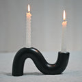 Ceramic Candle Holder, Modern Taper Candlestick Holder for Dining Table, Living Room Coffee Table, Candelabra for 2 Taper Candles-Black - color: Black