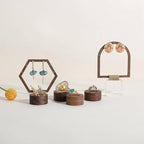 GemeShou 6pcs Wood Jewelry Ring Storage organizers, Retail ring display slot stand, Small walnut Jewelry ring holder tray for Girl Woman Room Decoration【Walnut-Round 6pcs】 - style: Circle