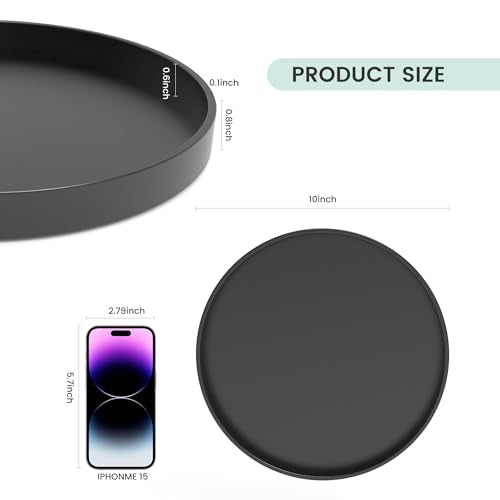 1 Pack 10" Bathroom and Vanity Tray, ABS Bathroom Counter Organizer, Coffee Table Decor for Perfume, Candles, Keys &More. Kitchen Countertop Organizer, Decorative Tray Soap Holder, Black - color: Black, size: 10"