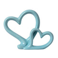 HAUCOZE Double Heart Statue Figurine Love Gifts Decor Modern Sculpture Bookshelf Arts Table Centerpiece Statue Ceramic Crafts 9.5 inch