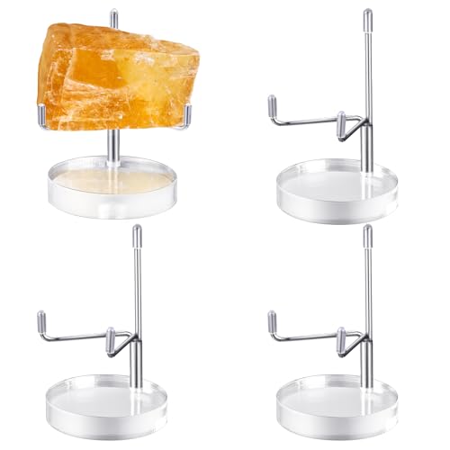Suzile 4 Pcs Adjustable Metal Arm Display Stand Easel with Acrylic Base Rock Display Easel Holder Acrylic Crystal Clear Plate Stand for Geodes Mineral Agate(Silver,2 x 2 x 3.5 Inch) - color: Silver, size: 2 x 2 x 3.5 Inch
