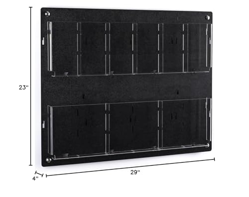 Displays2go Tiered Brochure Rack for Wall, 6-12 Adjustable Pockets, Frameless Acrylic - Black (2RP6BLK) - color: Black, size: 6 Pockets
