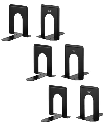 Mr. Pen- Book Ends, Black, 6 Pack, Heavy Duty Metal Bookends for Shelves, Book Holders for Shelves, Metal Bookends - color: Black, size: 6 Pack