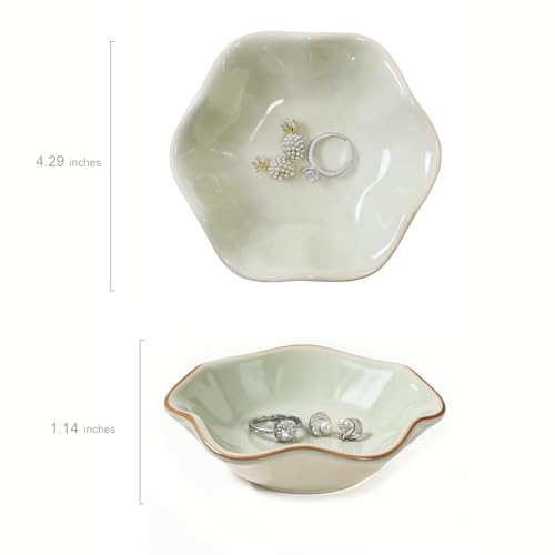 Green Lotus Leaf Shape Ring Jewelry Dish Holder,Small Trinket Jewelry Tray,Decorative Jewelry Plate Bowl,Key Bowl,Mothers Day Birthday Engegament Gifts for Women Mom Friends,Ceramic - color: Lotus Green