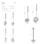 Premium 7-Piece Gold Kitchen Utensil Set with Stand, Stainless Steel Cooking Tools- Dishwasher Safe Ladle, Spoon, Spatula, Pasta Fork, Luxury Brass Kitchen Accessories for Home Chefs (silvery) - color: Silver