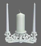 Wooden Unity Candle Holder – Solid One-Piece Triple Candle Stand – Handcrafted from Natural Wood – Painted in Safe Premium White Finish – Fits 2 Taper (0.80”) & 1 Pillar Candle (3”)