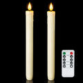 Homemory 2 PCS Flameless Taper Candles with Remote and Timer, 9.6 inch Ivory LED Candle Sticks Battery Operated, Dripless Real Wax Window Candles with 3D Flickering Flame for Fireplace Christmas - style: Farmhouse - Ivory 9.6"