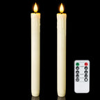 Homemory 2 PCS Flameless Taper Candles with Remote and Timer, 9.6 inch Ivory LED Candle Sticks Battery Operated, Dripless Real Wax Window Candles with 3D Flickering Flame for Fireplace Christmas - style: Farmhouse - Ivory 9.6"