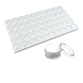 RJ Displays 50 Gem Display Case Diamond Gemstone Storage Box – White Tray Foam Sheet (14.5" x 7.8" x 0.75") –Small Round Plastic Containers Box Jewelry Organizer Container, White Foam Storage Jar - color: White