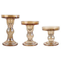 3-Piece Set of Amber Glass Candlestick, Crystal Candlestick Holder Holder and Conical Candle, Christmas Candle Holder Decoration, Family Living Room Wedding Candle Holder (Amber) - color: Amber