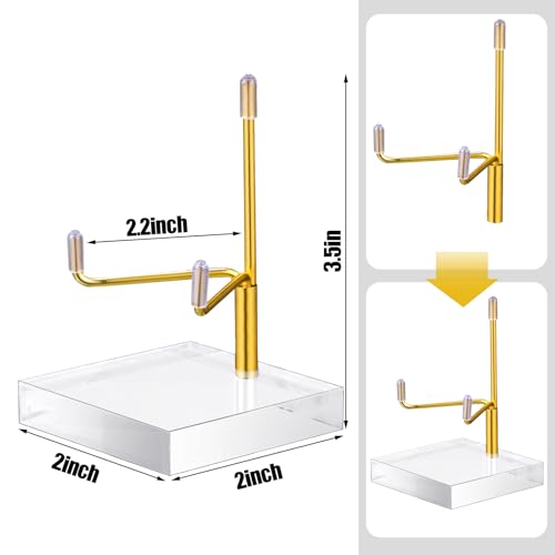 Suzile 4 Pcs Adjustable Metal Arm Display Stand Easel with Acrylic Base Rock Display Easel Holder Acrylic Crystal Clear Plate Stand for Geodes Mineral Agate (Gold, 2 x 2 x 3 Inch) - color: Gold, size: 2 x 2 x 3 Inch