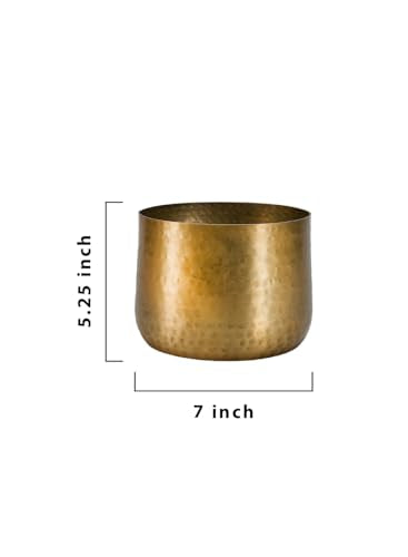 Serene Spaces Living Antique Brass Look Gold Hammered Pots: Stylish Indoor Planter, Decorative Accent for Potted Plants, Gold Flower Vase - Perfect for Weddings or Centerpieces, Small - size: Small, Pack of 1