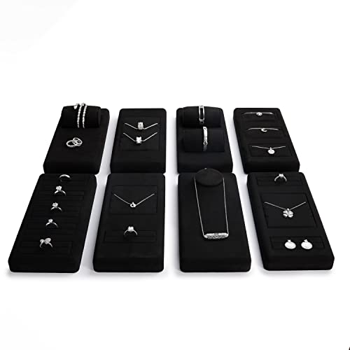 Oirlv Premium Black Microfiber Jewelry Display Tray Jewelry Display Stand for Selling Single Necklace Display Tray Necklace Holder(TT07003) - size: Necklace tray