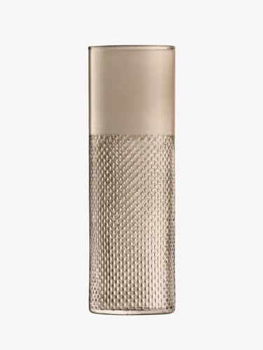 LSA International Wicker Taupe Tall Vase 15.75”, Luxury Modern Decorative Mouth Blown Glass Flower Holder with Textured Finish - size: 15.75