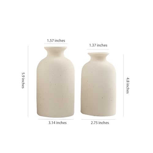 Beige Ceramic Vase, Dry Flower Vases Minimalism Style for Modern Table Shelf Home Decor, Fit for Fireplace Bedroom Kitchen Living Room Centerpieces Office Desk Gift(Beige) - color: Beige, size: Large