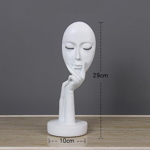 Elegant Abstract Thinking Woman Resin Sculpture - Modern Minimalist Geometric Decor, 7 Colors, 2 Sizes (12" and 15") - Contemporary Art for Living Room and Study (White 12 inch) - color: White 12 Inch