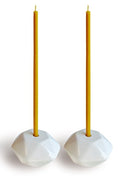 Set of 2 Small White Ceramic Candleholders for Votprof Slim Taper Candles, Durable, Modern Design