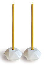Set of 2 Small White Ceramic Candleholders for Votprof Slim Taper Candles, Durable, Modern Design