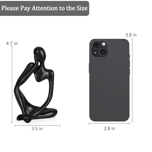 Sandstone Resin Thinker Style Abstract Sculpture Statue Collectible Figurines Home Office Bookshelf Desktop Decor (Small Black, Left) - color: Small Black, size: Left 1pc