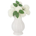 White Wavy Edge Ceramic Vase, Modern Ribbed Flower Vase for Home Decor, Scalloped Opening Pedestal Vase, Minimalism Elegant Table Centerpiece for Dining Table Mantle Bedside Shelves