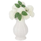 White Wavy Edge Ceramic Vase, Modern Ribbed Flower Vase for Home Decor, Scalloped Opening Pedestal Vase, Minimalism Elegant Table Centerpiece for Dining Table Mantle Bedside Shelves