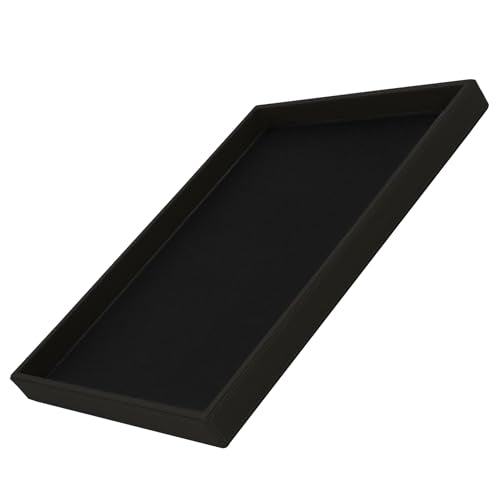 Rikan Vegan Leather Tray With Durable Build & Smooth Finish- Desk Paper Tray Provides Structured Storage & Neat Surface For Workspace Organization- Letter Trays For Office, Home Storage & Hotel Setups - color: Black