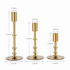 Gold Candle Holders,Modern Candle Stick Holders for Table Mantel Wedding Housewarming, Set of 3 Metal Brass Candlestick Holder