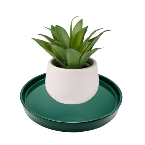 2 Pack Ceramic Plant Saucer Pot Tray 6 Inch, Planter Saucers 4 5 6 7 8 9 10 11 12 13 Inch for Indoors Outdoor, Durable Sturdy Flower Drainage drip Water Tray for Glazed Pots Base (6.4 Inch-Green) - color: Green, size: 6.4in 2pack