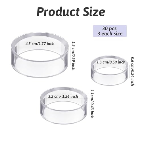 ElevateTech 15 Pcs Clear Sphere Display Stand, Plastic Sphere Stands Ball Stand Holder Rings Acrylic Clear Small, Medium, Large Round Baseball Ring Stands for Decorative Eggs Crystal Balls - 3 Sizes