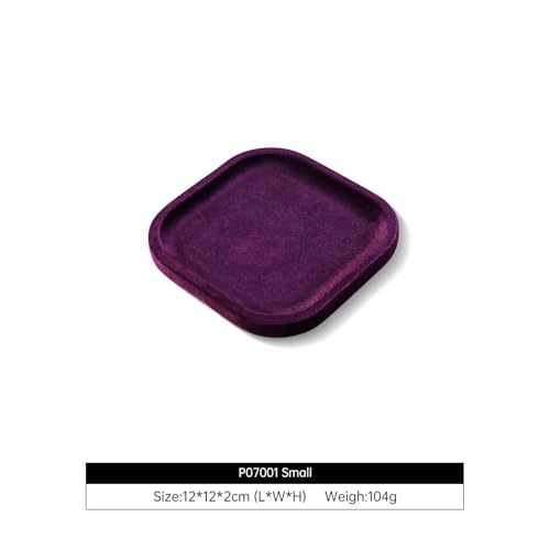 Resilient Velvet Jewelry Display Tray for Ring Earrings Bracelet Necklace, Flat Jewellery Dish for Showcase Store Retail Counter Exhibition Photography Livestream (Purple, Small) - color: Purple, size: Small