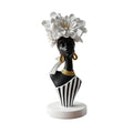 Lescafita African Woman Art Sculpture with White Flower Crown, Black and White Art Statue,Elegant African-Inspired Art Gift Suitable for Various Settings Such as Home, Bookshelves, desks, or Offices - color: 704-white