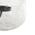 Deco 79 Glass Decorative Candle Holder Candle Stand with Black Metal Accents and Brown Speckles, Candlestick Holder 7" x 7" x 8", Clear - size: 7" x 7" x 8"
