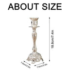 Sziqiqi Silver Plated Candlestick Holders Set of 2 Taper Candle Holders Deluxe Ornate Candle Holders for Shabbat Taper Candles, Candle Centerpiece, Wedding Candles, Christmas Candle, 7.4inch - color: Silver