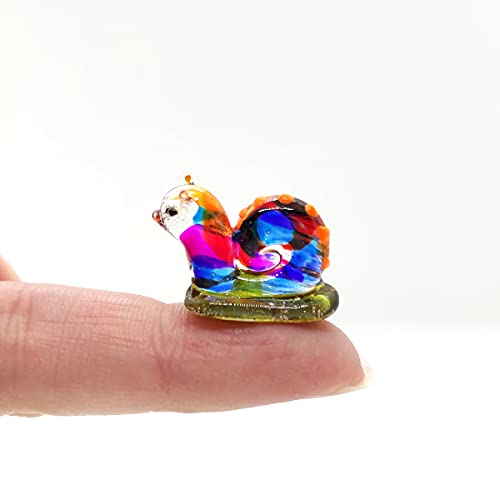 Rare Snail Micro Tiny Hand Blown Glass Art Figurines Animals Collectible Gift Home Décor (Multi-Color) - color: Multicolor