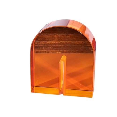 AETVRNI 1 Pair Crystal Bookends for Shelves Heavy Decorative Glass Bookends for Heavy Books Geometric Arch Shape Book Ends Home Office Decor,Orange - color: Orange