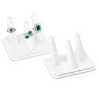 MOOCA Deluxe Leatherette 2 Pcs Set 3-Ring Organizer for Showcase Display Ring Finger Holder Jewelry Display Stands Showcase Jewelry Storage Counter, White PU Leatherette, 4 W x 3 1/4 D x 2 3/8 H inch - color: White Faux Leather, 3 Rings x 2