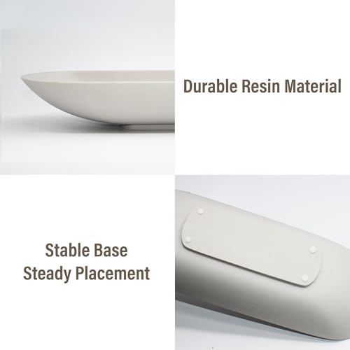 LIN CHUAN Large Decorative Bowl for Home Decor - Long Dough Bowls with Anti Slip Base for Table Centerpieces - Grey Minimalist Design Dough Decor Bowl for Coffee Table, Dining Table Centerpiece - color: Gray, size: Large