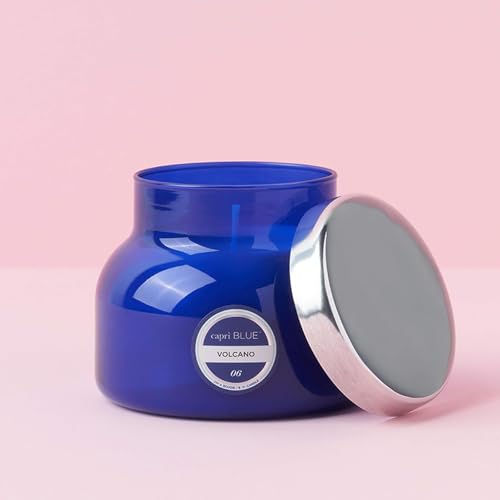 Capri Blue Volcano Scented Candles - Luxury Glass Jar Candles for Home Scented with Tropical Fruit & Sugared Citrus - Soy Wax Blend - Capri Blue Volcano - Blue Color (8 oz) - color: Blue, size: 8 oz