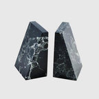Solid Black Marble Bookends - Set of 2 Heavy-Duty Luxury Bookends for Modern Shelves