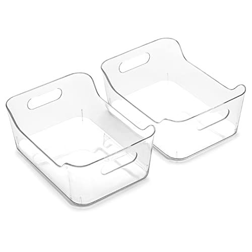 BINO | The SOHO Collection Plastic Storage Bins, X-Small - 2 Pack, Clear | Pantry and Fridge Organizer Containers, Kitchen Cabinet and Medicine Cabinet Bins - color: Clear, size: X-Small